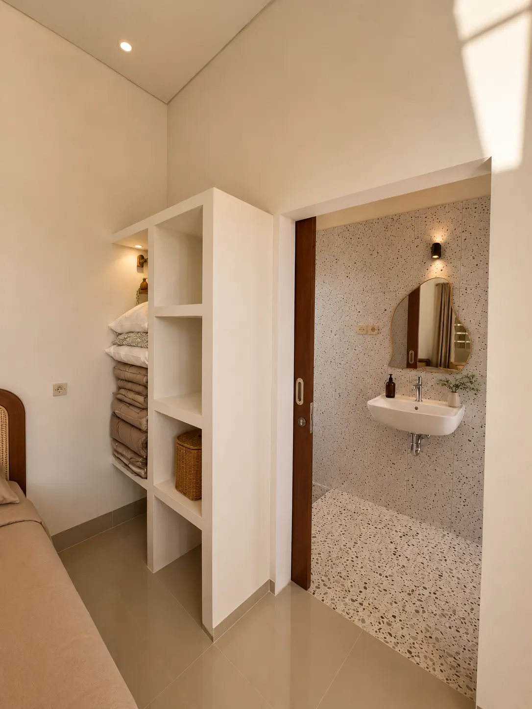 SistersZ en-suite bathroom with built-in wardrobe