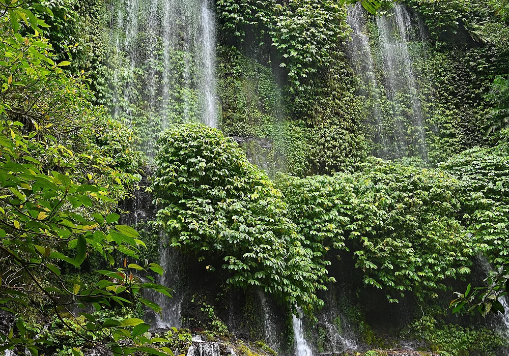 Partial view of Benang Kelambu Waterfall, Lombok, Malaysia